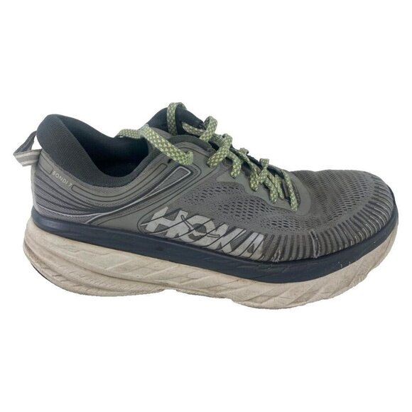 Hoka One One Mens Gray Athletic Running Shoes Size 9 2E Wide Bondi 7 Lace Up - Picture 4 of 8